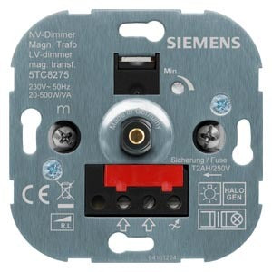 Drehdimmer mit 2-Wege- Schalter für Glühlampen/Halogenlampen, magn.Transformator 20-500W – 5TC8275