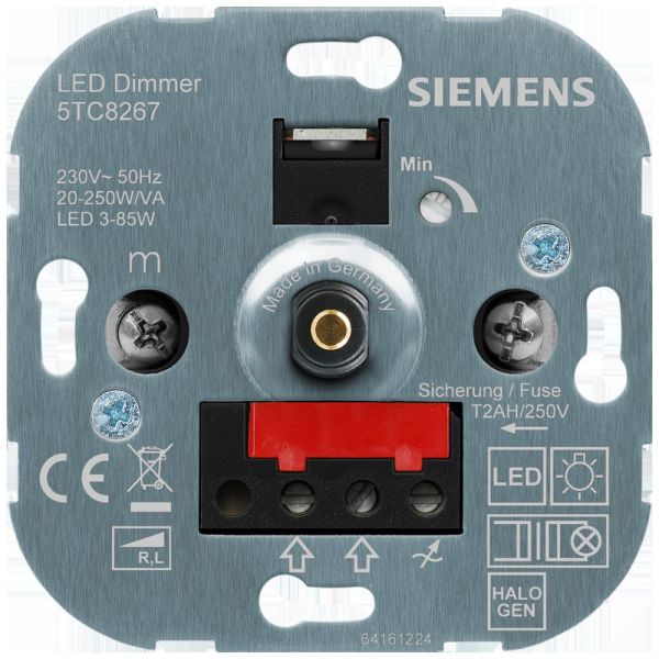 Drehdimmer mit Druckknopf An/Aus für LED-Lampen 3-85 W/Glüh-/Halogenlampen – 5TC8267