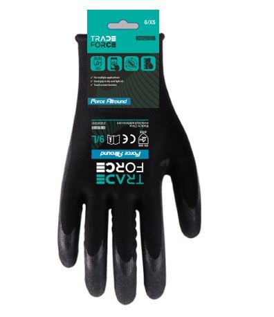 Force Allround 15G Schwarze Nylon+Spandex Schwarze Nitril-Schaumhandschuhe Touchscreen XL – 0020990110