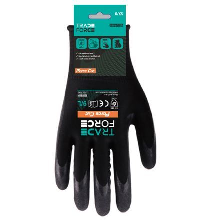 Force Cut 15G Schwarze schnittfeste HPPE-Schale, schwarze Nitril-Schaumhandschuhe, Touchscreen, XL – 0020990116