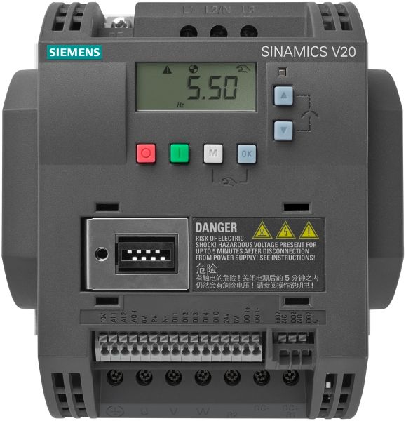 SINAMICS V20 380-480 V 3 AC -15/+10% 47-63Hz Bemessungsleistung 4 kW – 6SL32105BE240CV1