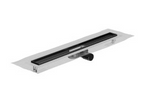 Alva Aura Duschrinne Schwarz inkl. Rost + Abdichtfl., L:885x68mm, Edelstahl - AQBFAUDR88FSK