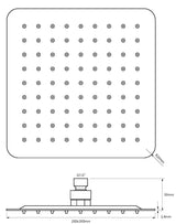 Alva Varia Kopfbrause 26x26cm softedge mit Antikalk, Edelstahl poliert - AQARVAKB26S