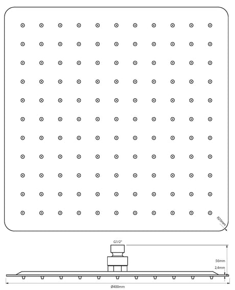 Alva Varia Kopfbrause 40x40cm softedge mit Antikalk, Edelstahl poliert - AQARVAKB40S