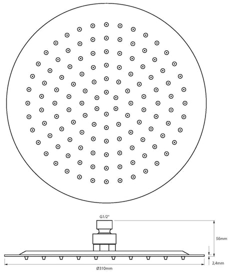 Alva Varia Kopfbrause Dm 31cm rund mit Antikalk, Edelstahl poliert - AQARVAKB31