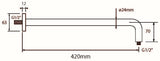 Alva Varia Wandbogen 1/2" 42cm rund, Rosette Softedge, Mess., Schwarz M - AQARVAWB42SS