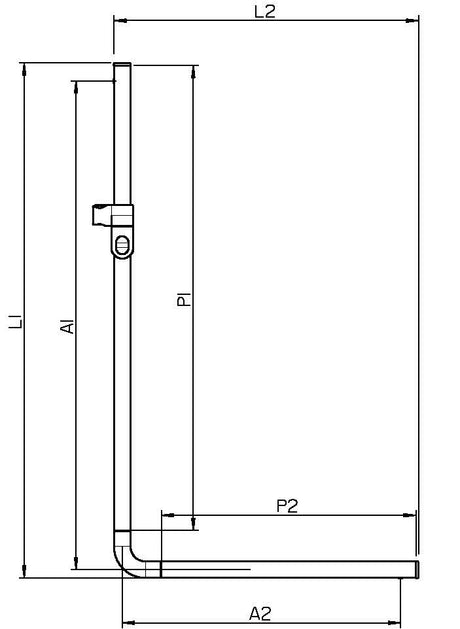 Alva Varia Haltegriff 90 mit Brauseh. 100x70cm, bis 130kg, Schwarz Matt - AQBFVAHG90.1S