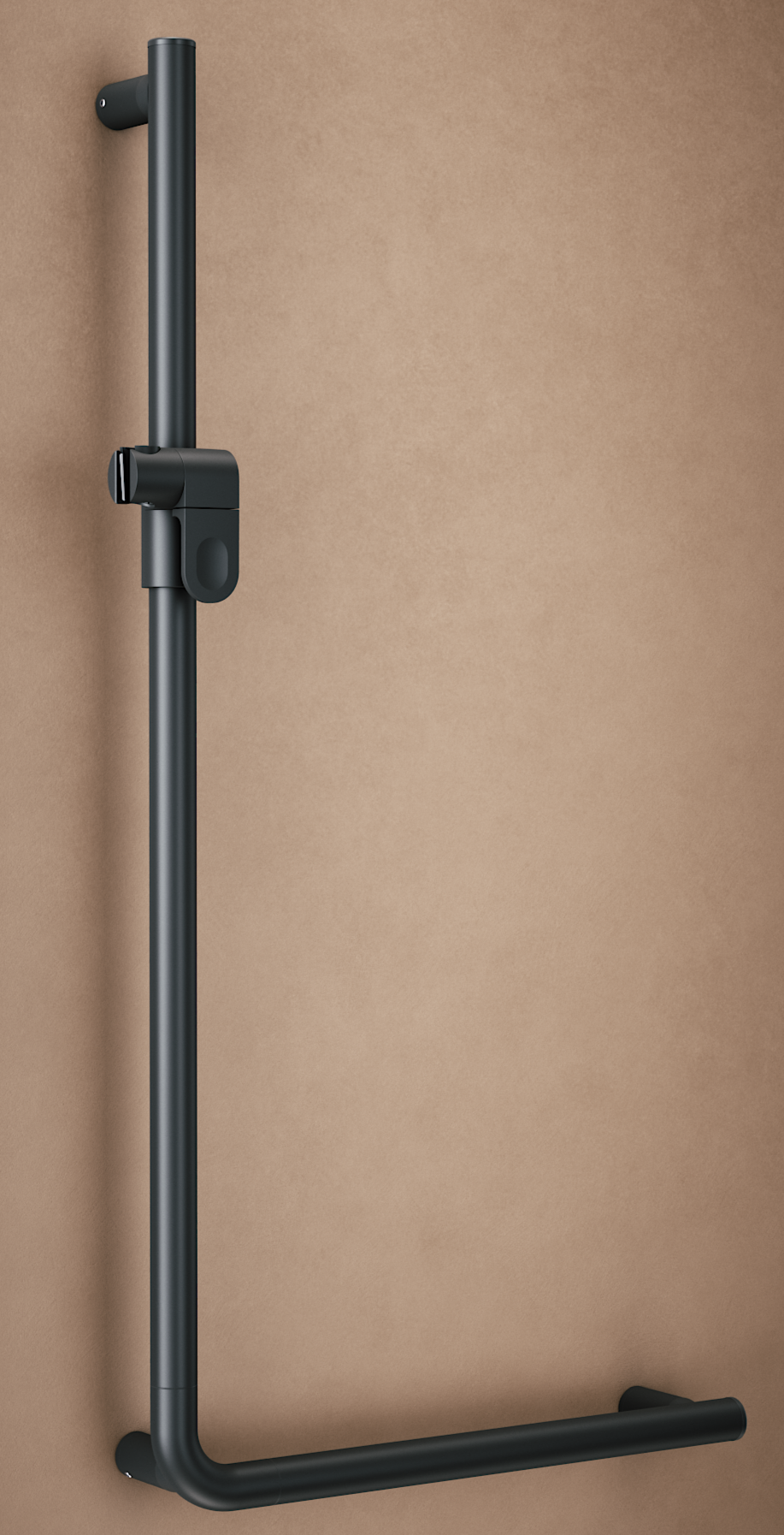 Alva Varia Haltegriff 90 mit Brauseh. 100x70cm, bis 130kg, Schwarz Matt - AQBFVAHG90.1S