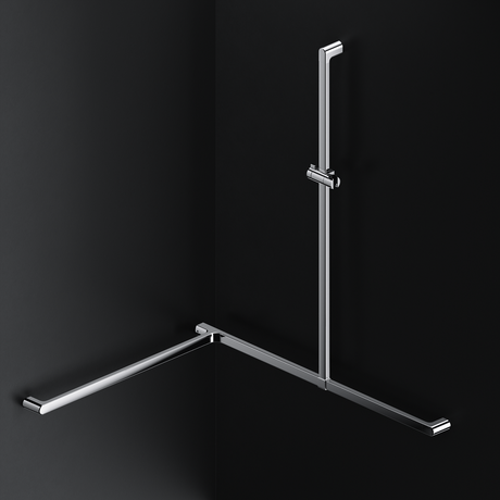 Alva Varia Duschhandlauf Ecke T-Form m. Brh., 119x95x75cm, Aluminium Chrom - AQBFVADHLE1AC
