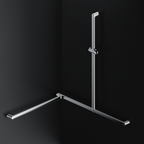 Alva Varia Duschhandlauf Ecke T-Form m. Brh., 119x105x85cm, Aluminium Chrom - AQBFVADHLE2AC