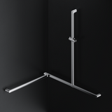 Alva Varia Duschhandlauf Ecke T-Form m. Brh., 119x105x85cm, Aluminium Chrom - AQBFVADHLE2AC