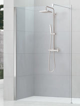 Alva Spa 1.0 Freistehende Seitenwand 90/200cm, Glas ESG Clean, Silber HGL - AQDUSPFSW90.1