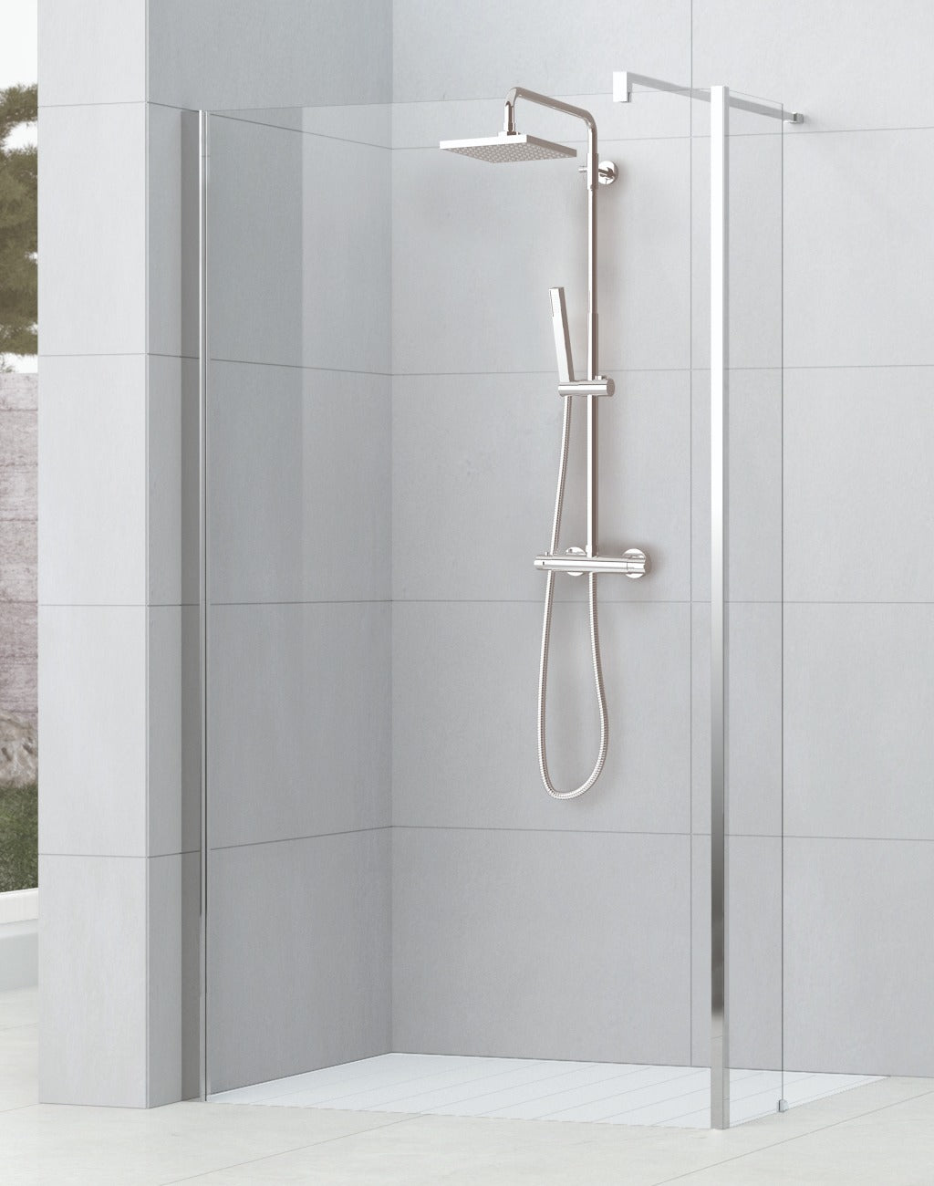 Alva Spa 1.0 Fixteil 90 30cm f. freist. Seitenw. SPA 1.0,Glas ESG Cl.,Silber HGL - AQDUSPFT30.1