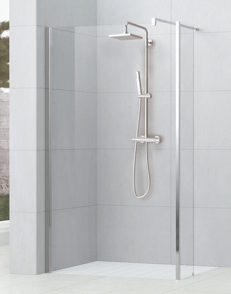Alva Spa 1.0 Fixteil 90 30cm f. freist. Seitenw. SPA 1.0,Glas ESG Cl.,Silber HGL - AQDUSPFT30.1