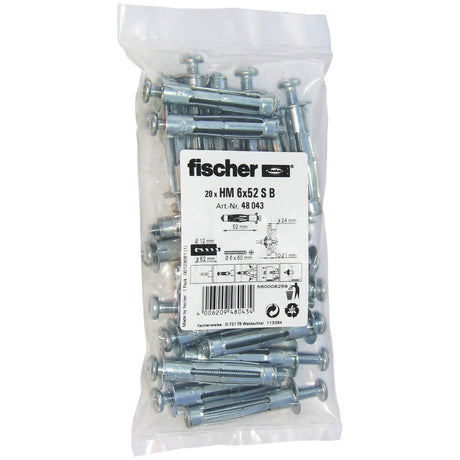 FISCHER DÜBEL HM 6 x 52 S B Hohlraum-Metalldübel Beutel  – 48043