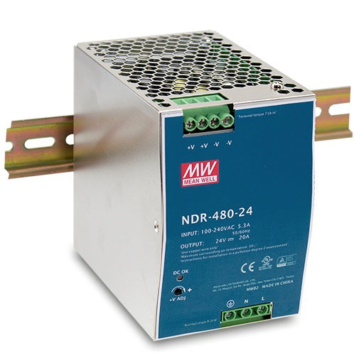 Meanwell Schaltnetzteil Hutschiene 480W 24V/20A   – NDR-480-24