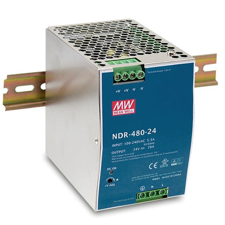 Meanwell Schaltnetzteil Hutschiene 480W 24V/20A   – NDR-480-24