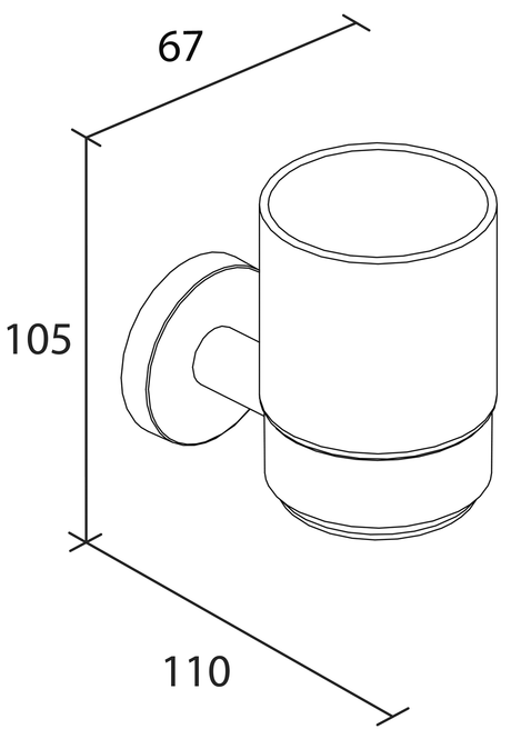 Alva Ora Glashalter zum Kleben inkl. Glas satiniert, Chrom - AQASORGHG