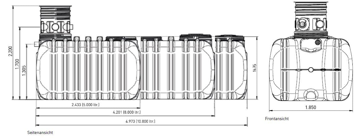 Alva Regenwassertank 5.000 Liter, inkl. Siphon m. Kleintierschutz (AT 185) - ACRWT5000