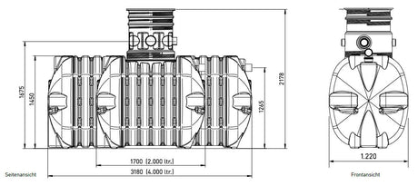 Alva Regenwassertank 4.000 Liter, inkl. Siphon m. Kleintierschutz (AT 122) - ACRWT4000