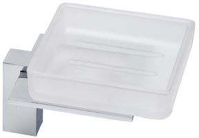 ALVA Dura Seifenhalter mit Kristallseifenschale satiniert, Chrom - AQASDUSH