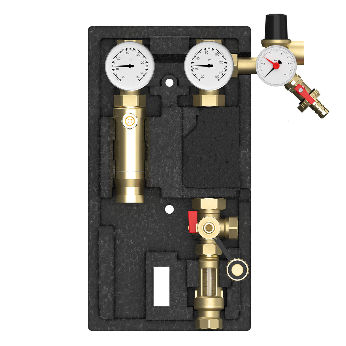 Alva 2-Strang Solarstation S3/4", o. Pumpe (EBL:130mm,AG:1"), m. Entlüfter - ALSOLST2OP130