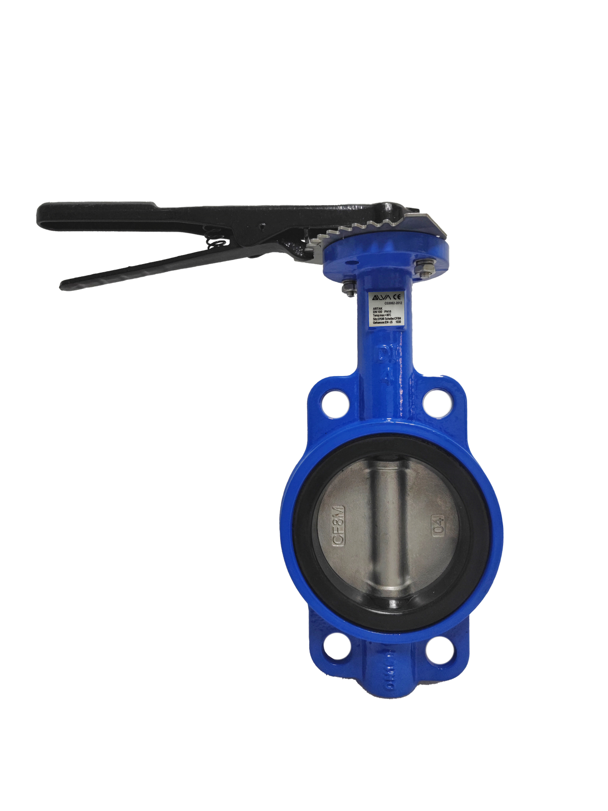 Alva ZW-FL-Absperrklappe DN100 PN16 GGG Scheibe:1.4408Sitz:EPDM Rasth m.TP - ARTAKE100
