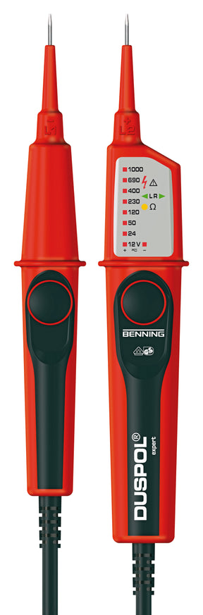 BENNING Spannungsprüfer 12-1000V VDE Cat IV 600V LED Durchgang Polarität Phase   – 050262
