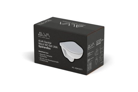 Alva Una Wand-WC-Set Tiefspüler spülrandlos, WC-Sitz Absenka.+Abnehmb. - AQWCSET1