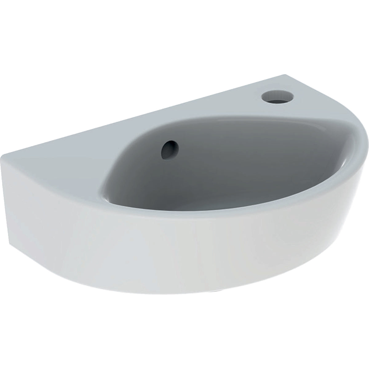 Alva Prima Handwaschbecken 36x25cm geringe Ausladung, mit Hahnloch,Weiß - AQKEPRHWB36GA
