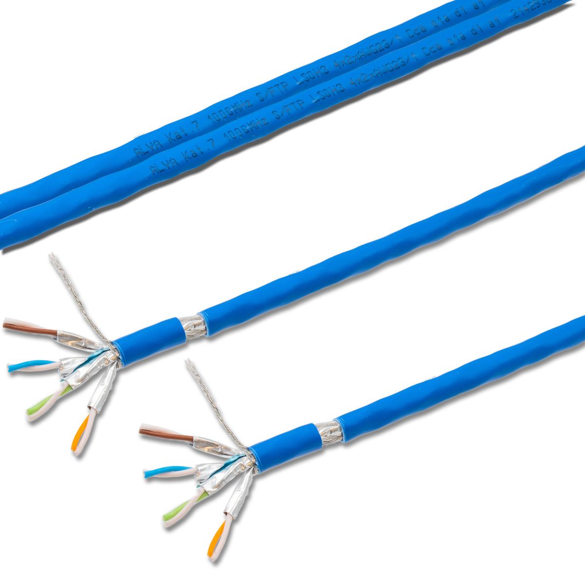 Alva KAT.7 Datenkabel Duplex S/FTP, 1000MHz, LSOH3, Cca, Farbe: blau - DK-KAT7-1000-SFTP-D-BL>TR100<