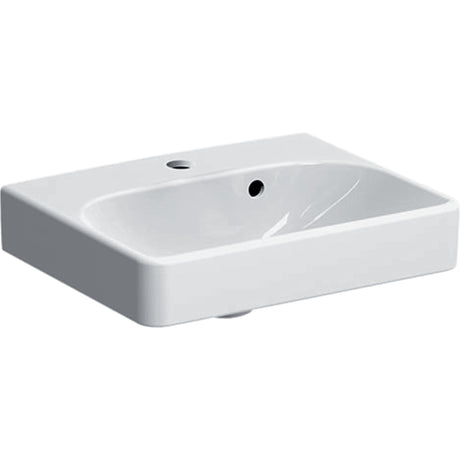 Alva Prima Handwaschbecken 45x36cm eckig, mit Hahnloch, Weiß - AQKEPRHWB45