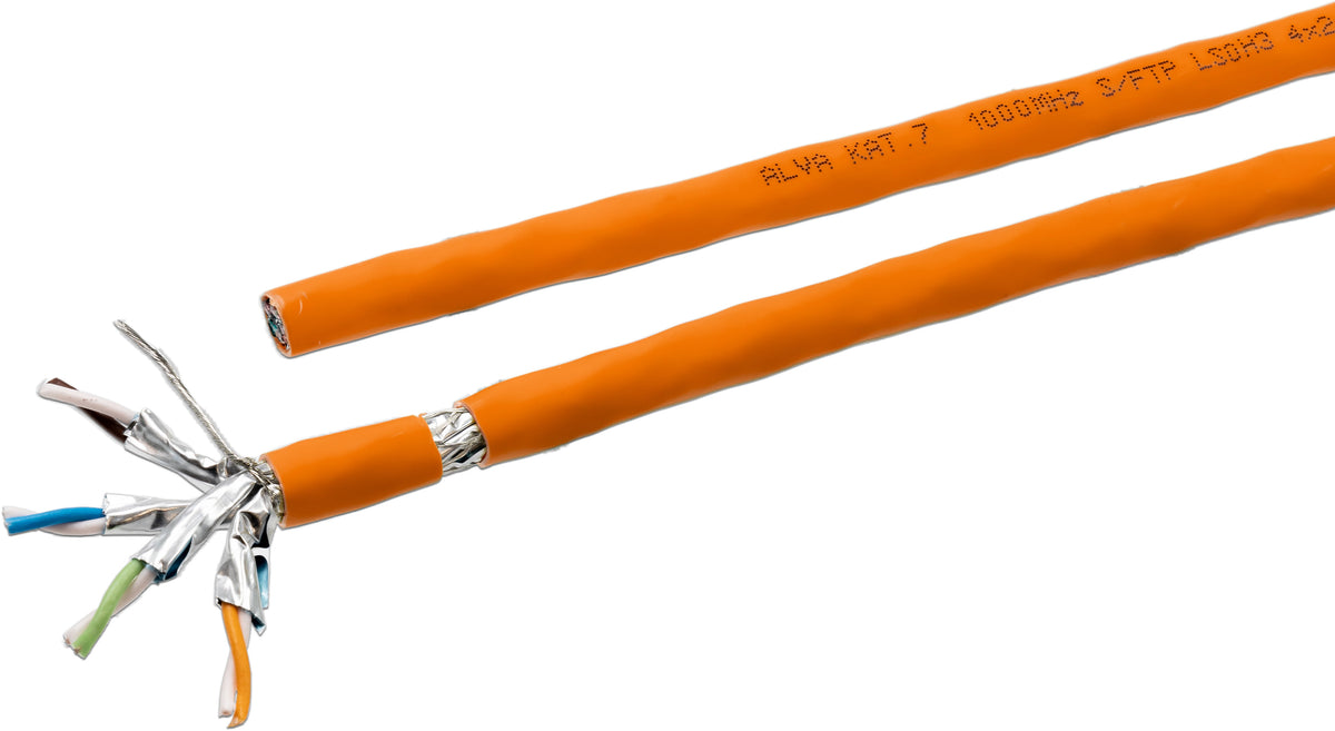 Alva KAT.7 Datenkabel Simplex S/FTP, 1000MHz, LSOH3, Cca, Farbe: orange - DK-KAT7-1000-SFTP-S-OR>TR100<