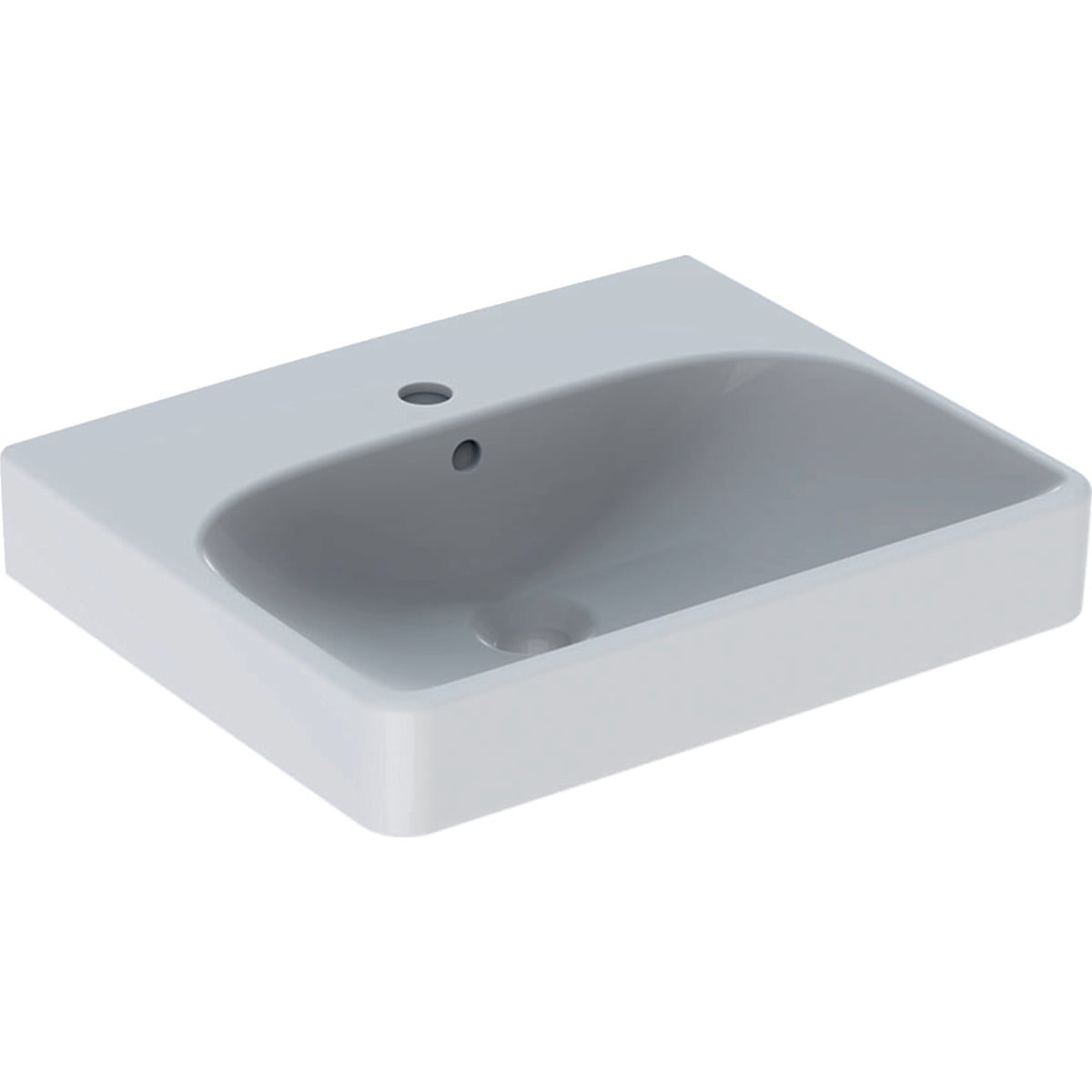 Alva Prima Handwaschbecken 50x41cm eckig, mit Hahnloch, Weiß - AQKEPRHWB50