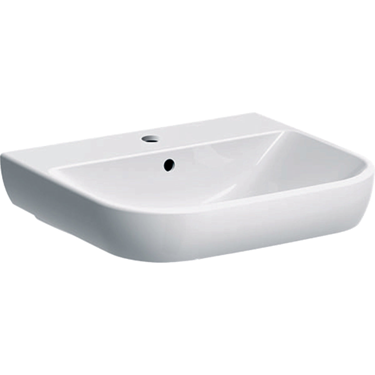 Alva Prima Waschtisch 55x48cm rund, mit Hahnloch, Weiß - AQKEPRWT55R