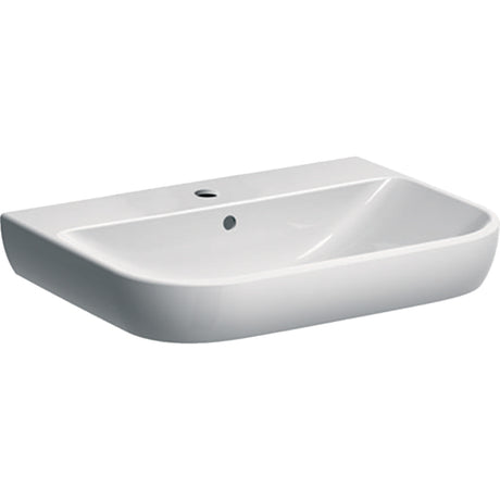 Alva Prima Waschtisch 65x48cm rund, mit Hahnloch, Weiß - AQKEPRWT65R