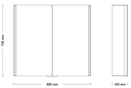 Alva Varia Aluminiumspiegelschrank 80x73,5x16,5cm, LED-Strips, Aluminium - AQBMVASPS7