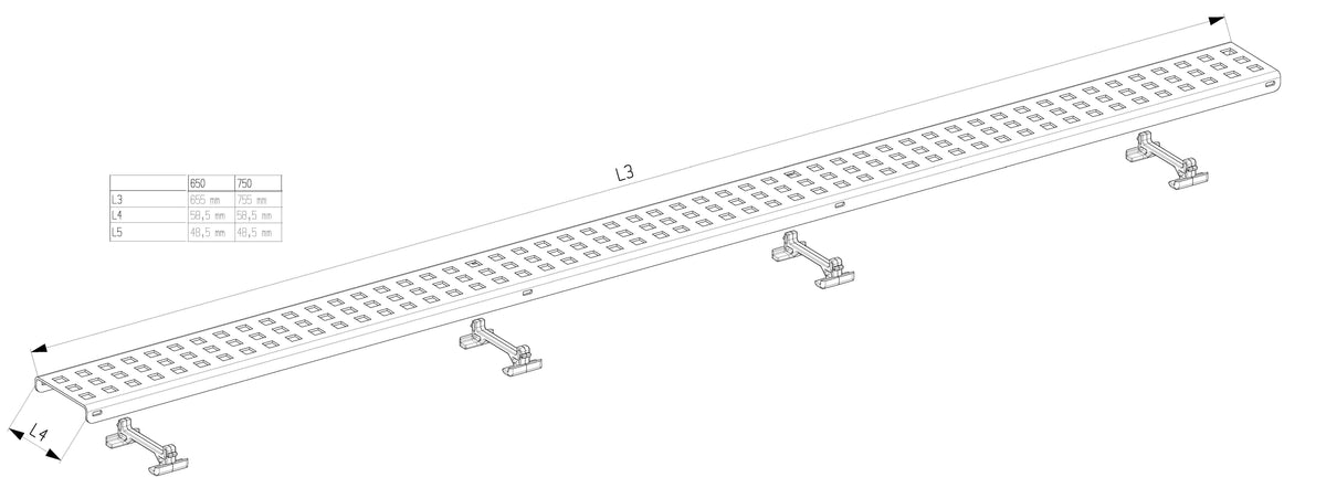Alva Nova Rost zu Duschrinne 660mm Design Gerade - AQBFNODRR66.1