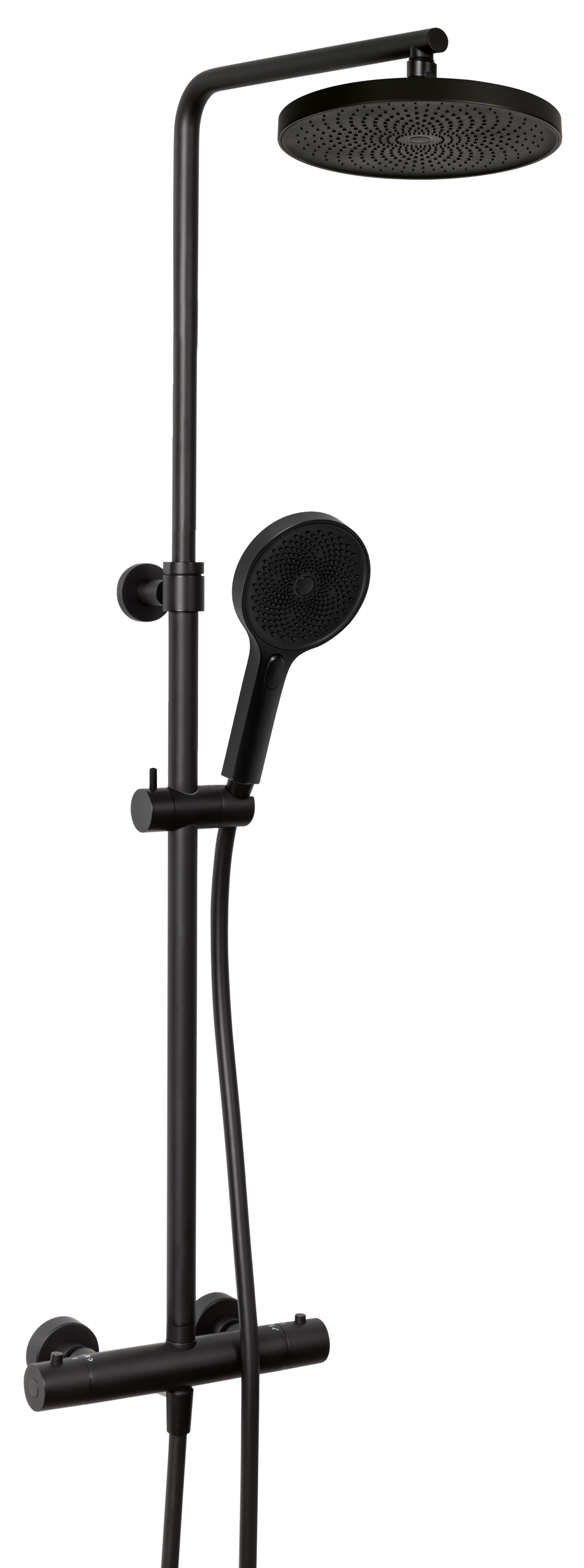 Alva Spa Duschsystem 123,7cm mit Thermostat, Schwarz Matt - AQARSPDST8S