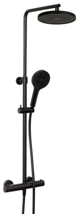 Alva Spa Duschsystem 123,7cm mit Thermostat, Schwarz Matt - AQARSPDST8S
