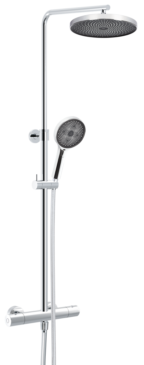 Alva Spa Duschsystem 123,7cm mit Thermostat, Chrom - AQARSPDST8