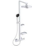 Alva Duschsystem mit Brausethermostat 2 Ablagen, 2 Funktions-Handbrause und 2 Funktions-Kopfbrause Silver - AQARSPDST9SI