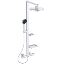 Alva Spa Duschsystem 111,3cm aus Alumin. mit Thermostat, Silver Matt - AQARSPDST9SI