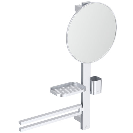 Alva Beauty Bar Accessoires-Kombination M700 mit Spiegel Durchmesser 320mm Silver - AQASVABBSI