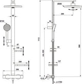 Alva Duschsystem mit Brausethermostat 2 Ablagen, 2 Funktions-Handbrause und 2 Funktions-Kopfbrause Silver - AQARSPDST9SI