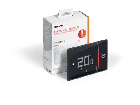 BTICINO Unterputz-Thermostat mit integrierter WL AN-Schnittstelle in der Farbe BLACK  – XG8002