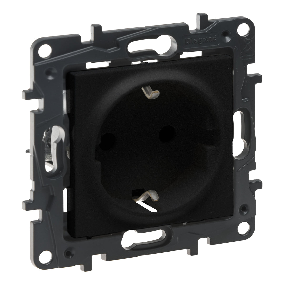 LEGRAND Niloe Step Schutzkontakt Steckdose Steck klemmen Kinderschutz Farbe: Schwarz   – 864562