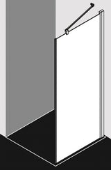 Alva Juna Seitenwand links 88,5-91/200cm, Silber HGL, ESG Clean - AQDUJUSWPT90L
