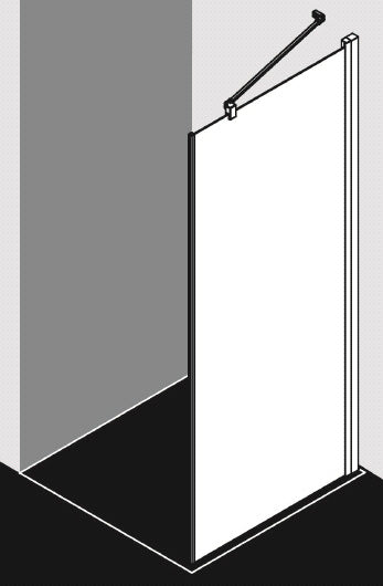 Alva Juna Seitenwand links 88,5-91/200cm, Silber HGL, ESG Clean - AQDUJUSWPT90L