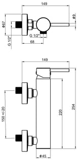 Alva Idea 1.0 Brausearmatur seitengesteuert, Chrom - AQARIDBTSG.1
